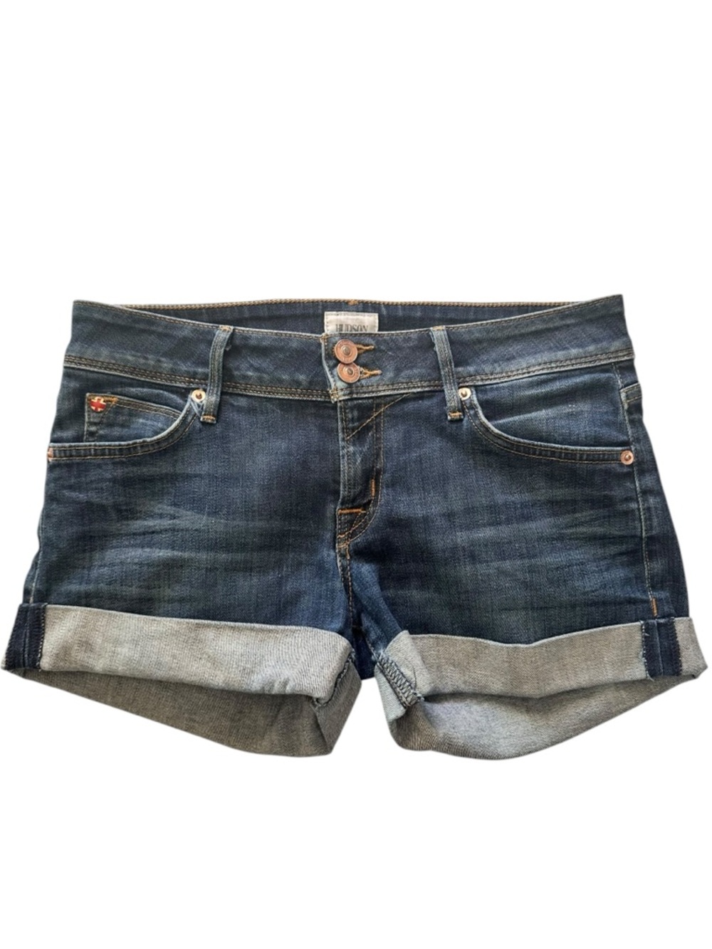 Hudson Croxley Mid-Thigh Cuffed Denim Shorts Size 25